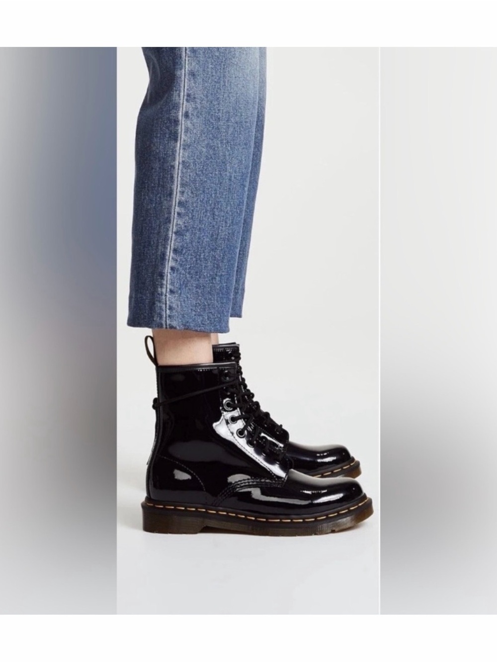 Dr. Martens Black Patent Lace-Up Combat Boots Women’s 8 - Picture 14 of 14